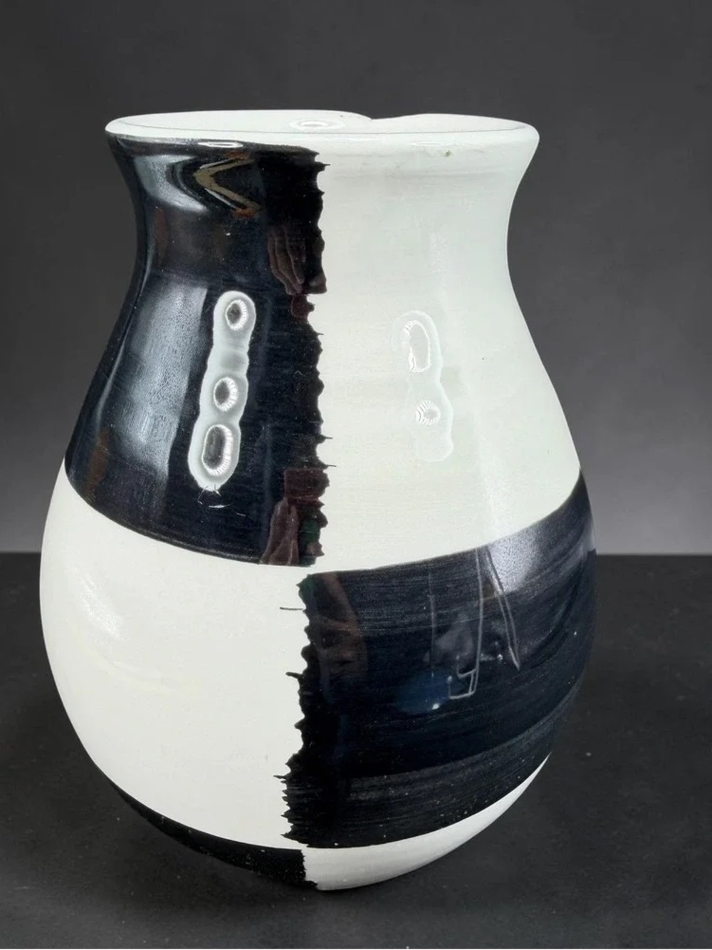 Two-Tone Black and White Ceramic Vase - Contemporary Home Accent